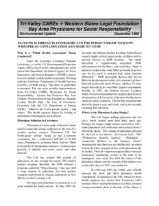 Actinides / Manhattan Project / Radioactive contamination / Carcinogens / Plutonium / Rocky Flats Plant / Agency for Toxic Substances and Disease Registry / Livermore /  California / Radioactive contamination from the Rocky Flats Plant / Plutonium in the environment