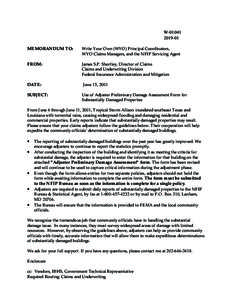 W[removed]MEMORANDUM TO: Write Your Own (WYO) Principal Coordinators, WYO Claims Managers, and the NFIP Servicing Agent