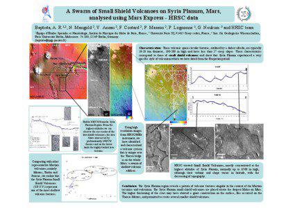 A Swarm of Small Shield Volcanoes on Syria Planum, Mars, analysed using Mars Express - HRSC data Baptista, A. R.1,2; N. Mangold 2; V. Ansan 2; F. Costard 2; P. Masson 2; P. Lognonné 1; G. Neukum 3 and HRSC team