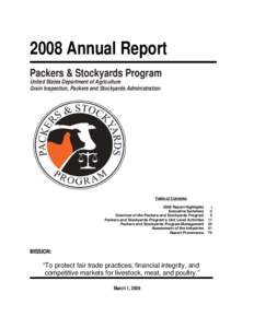 Packers and Stockyards Act / United States Department of Agriculture / Agriculture / Grain Inspection /  Packers and Stockyards Administration / Livestock / Animal slaughter / Fed cattle / Packer concentration / Meat industry / Agriculture in the United States / Food law