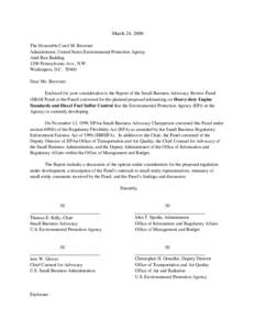 March 24, 2000 SBAR Panel Letter to EPA Administrator Carol M. Browner