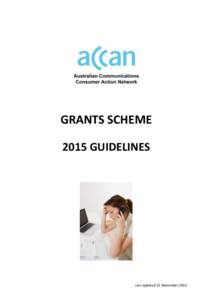 GRANTS SCHEME 2015 GUIDELINES Last updated 21 November 2014  Grants Scheme