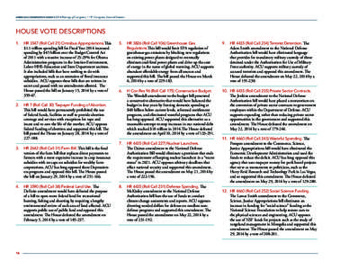 AMERICAN CONSERVATIVE UNION’SRatings of Congress | 113th Congress, Second Session HOUSE VOTE DESCRIPTIONS 1.	 HRRoll Call 21) Omnibus Appropriations.This