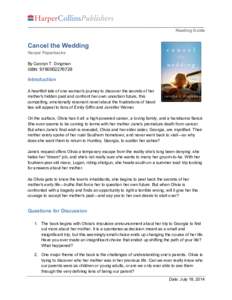   _____________________________________________________________________________________	
   Reading Guide Cancel the Wedding Harper Paperbacks