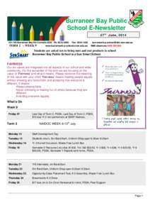Burraneer Bay Public School E-Newsletter 27th June, [removed]Burraneer Bay Rd Cronulla 2230 Ph: [removed]Fax: [removed]