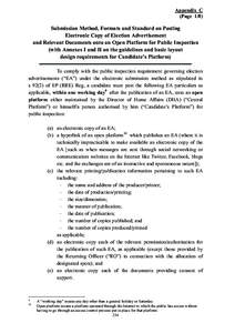 Appendix C (Page 1/8) Submission Method, Formats and Standard on Posting Electronic Copy of Election Advertisement and Relevant Documents onto an Open Platform for Public Inspection