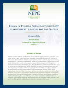 Education reform / National Assessment of Educational Progress / United States Department of Education / Achievement gap in the United States / Social promotion / Class-size reduction / Florida Department of Education / Grade retention / Charter school / Education / Education in the United States / Standards-based education