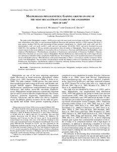 American Journal of Botany 96(8): 1551–[removed]MALPIGHIALES PHYLOGENETICS: GAINING GROUND ON ONE OF