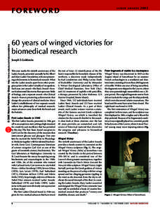 LASKER AWARDS  60 years of winged victories for biomedical research Joseph L Goldstein