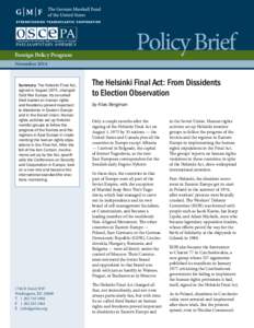 Policy Brief  Foreign Policy Program November[removed]Summary: The Helsinki Final Act,