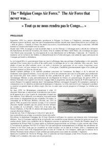 The “ Belgian Congo Air Force.” The Air Force that never was… « Tout ça ne nous rendra pas le Congo… »