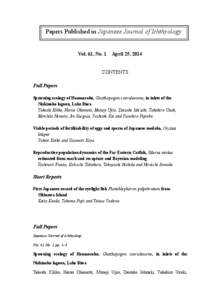 Papers Published in Japanese Journal of Ichthyology  Vol. 61, No. 1 April 25, 2014