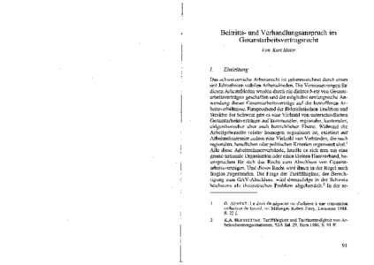 Beitritts- und Verhandlungsanspmch im Gesamtarbeitsvertragsrecht Von Kurt Meier l.