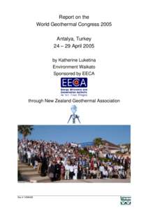 Report on the World Geothermal Congress 2005 Antalya, Turkey