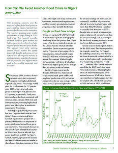 How Can We Avoid Another Food Crisis in Niger? Jenny C. Aker