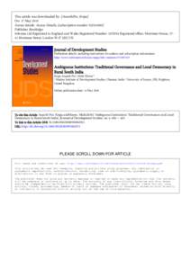 This article was downloaded by: [AnanthPur, Kripa] On: 17 May 2010 Access details: Access Details: [subscription numberPublisher Routledge Informa Ltd Registered in England and Wales Registered Number: 107295