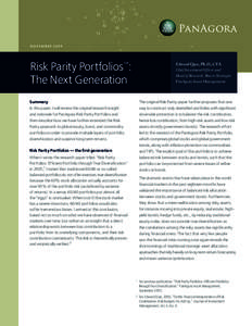 NOVEMBERRisk Parity Portfolios™: The Next Generation  Edward Qian, Ph.D., CFA