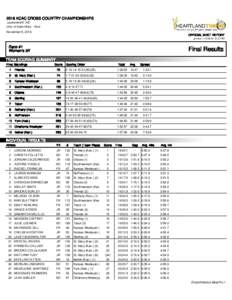 2016 KCAC CROSS COUNTRY CHAMPIONSHIPS Leavenworth, KS Univ of Saint Mary - Host November 5, 2016 OFFICIAL MEET REPORT printed: :27 PM
