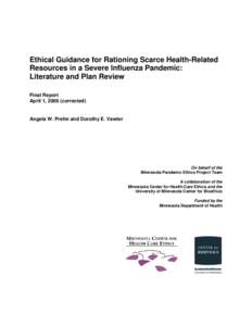 Draft Outline for Pandemic Ethics Project Literature Review: Plans and Ethical Guidance