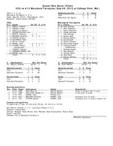 Soccer Box Score (Final) VCU vs #13 Maryland Terrapins (Sep 08, 2013 at College Park, Md.) VCU[removed]vs.