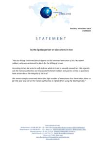 Brussels, 03 October[removed]STATEMENT by the Spokesperson on executions in Iran