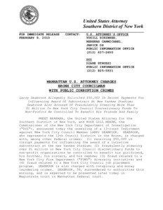 United States Attorney Southern District of New York FOR IMMEDIATE RELEASE