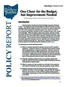 Policy Report - February 10, 2015  One Cheer for the Budget, but Improvement Needed  POLICY REPORT