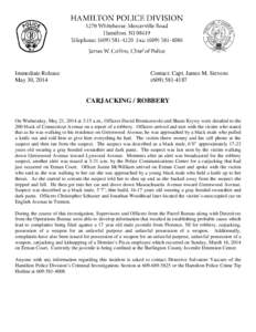 Immediate Release May 30, 2014 Contact: Capt. James M. Stevens[removed]