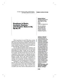 E. Green: Greatness in Music, Aesthetic Realism, and Chopin’s Waltz in Ab, Op.69, #1 IRASM[removed]: [removed]Edward Green