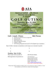 2014 AIA WS Golf Outing Sign Up Form