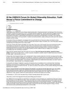 [removed]At the UNESCO Forum On Global Citizenship Education, Youth Reveal a Fierce Commitment to Change | Sofia Gomez-Doyle January 3 , 2 01 4