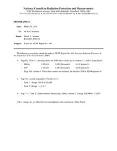 National Council on Radiation Protection and Measurements 7910 Woodmont Avenue, Suite 400, Bethesda, Maryland[removed]Voice[removed]Ext. 25 ● Fax[removed] ● http://NCRPonline.org ● http://NCRPpublic