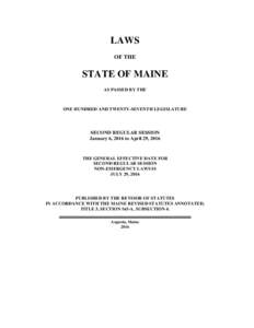 LAWS OF THE STATE OF MAINE AS PASSED BY THE