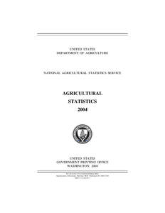 UNITED STATES DEPARTMENT OF AGRICULTURE NATIONAL AGRICULTURAL STATISTICS SERVICE  AGRICULTURAL