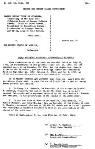 12 Ind. C1. Comm. 234 BEFORE THE INDIAN CLAIMS COMMISSION PAWNEE INDIAN TRIBE OF OKLAHOMA, c o n s i s t i n g of t h e four confederated bands of Pawnee Indians, namely: Chaui or Grand Pawnee,