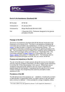 Scottis h Parliament Infor mation C entre l ogo  End of Life Assistance (Scotland) Bill