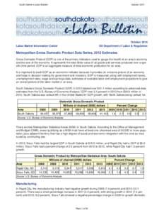 South Dakota e-Labor Bulletin  October 2014 October 2014 SD Department of Labor & Regulation