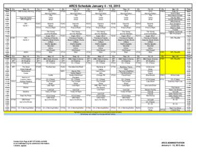 ARCS Schedule January[removed], 2015 Time 6am Sta. KTVA