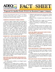 Proposed Air Quality Permit #55223 for Rosemont Copper Company
