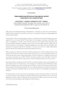 Stoate, C. et al[removed]BOU Proceedings – Ecosystem services: do we need birds? http://www.bou.org.uk/bouproc-net/ecosystem-services/poster/stoate-et-al.pdf This paper forms part of the proceedings from the BOU confere