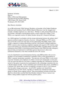 March 31, 2014 Katherine Archuleta Director Office of Personnel Management Theodore Roosevelt Federal Building 1900 E Street, NW, Room 5A09