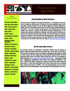 February 2013 Newsletter CVRPC Commissioners Barre City - Michael Miller Barre Town - Byron Atwood