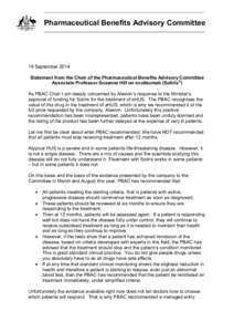 ____________________________________________________________________  Pharmaceutical Benefits Advisory Committee ____________________________________________________________________  19 September 2014