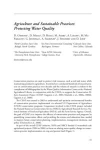Agriculture and Sustainable Practices: Protecting Water Quality D. Osmond1, D. Meals2, D. Hoag3, M. Arabi3, A. Luloff4, M. McFarland5, G. Jennings1, A. Sharpley6, J. Spooner1 and D. Line1 North Carolina State Univ.  Ra