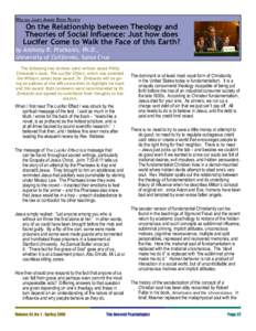 William James Award Book Review  On the Relationship between Theology and Theories of Social Influence: Just how does Lucifer Come to Walk the Face of this Earth?