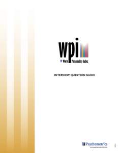 Work  Personality Index INTERVIEW QUESTION GUIDE