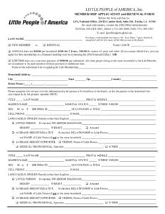 MEMBERSHIP APPLICATION and RENEWAL FORM  Return this form and dues to: LPA National Office, 250 El Camino Real, Suite 201, Tustin, CAFor more information, contact the LPA Office Administrator Toll Free: 888-LPA-20