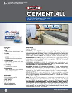 CTS Cement | Professional Cement Products Rapid Set® Cement All® Datasheet ®  HIGH STRENGTH, NON-SHRINK GROUT