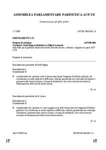 ASSEMBLEA PARLAMENTARE PARITETICA ACP-UE Commissione per gli affari politici[removed]AP[removed]AM1-24