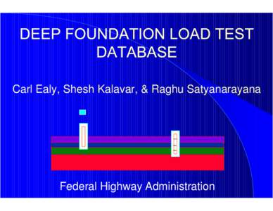 Carl Ealy, Shesh Kalavar, & Raghu Satyanarayana  Federal Highway Administration DEEP FOUNDATIONS LOAD TEST DATABASE DEVELOPMENT HISTORY